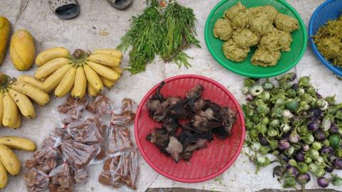 Marché au Laos : chauves-souris